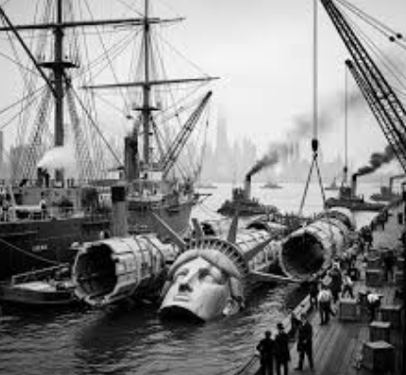 The Statue of Liberty arrives in New York